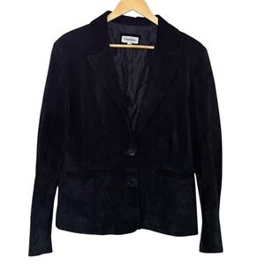 Vintage suede front button blazer size medium black westbury Y2K whimsigoth